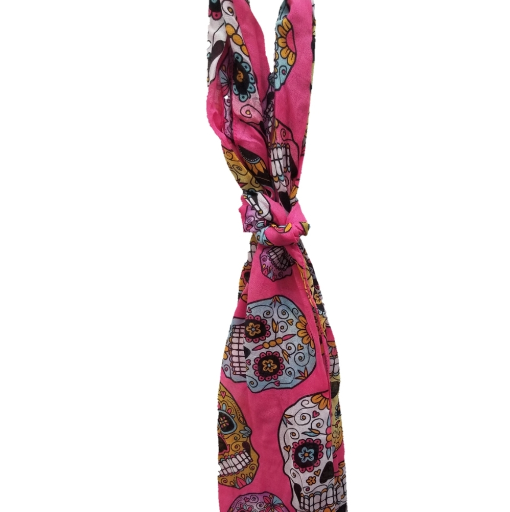Pink Scarf Sugar Mexican Skulls Christmas Stocking Stuffer Christmas Gift Idea